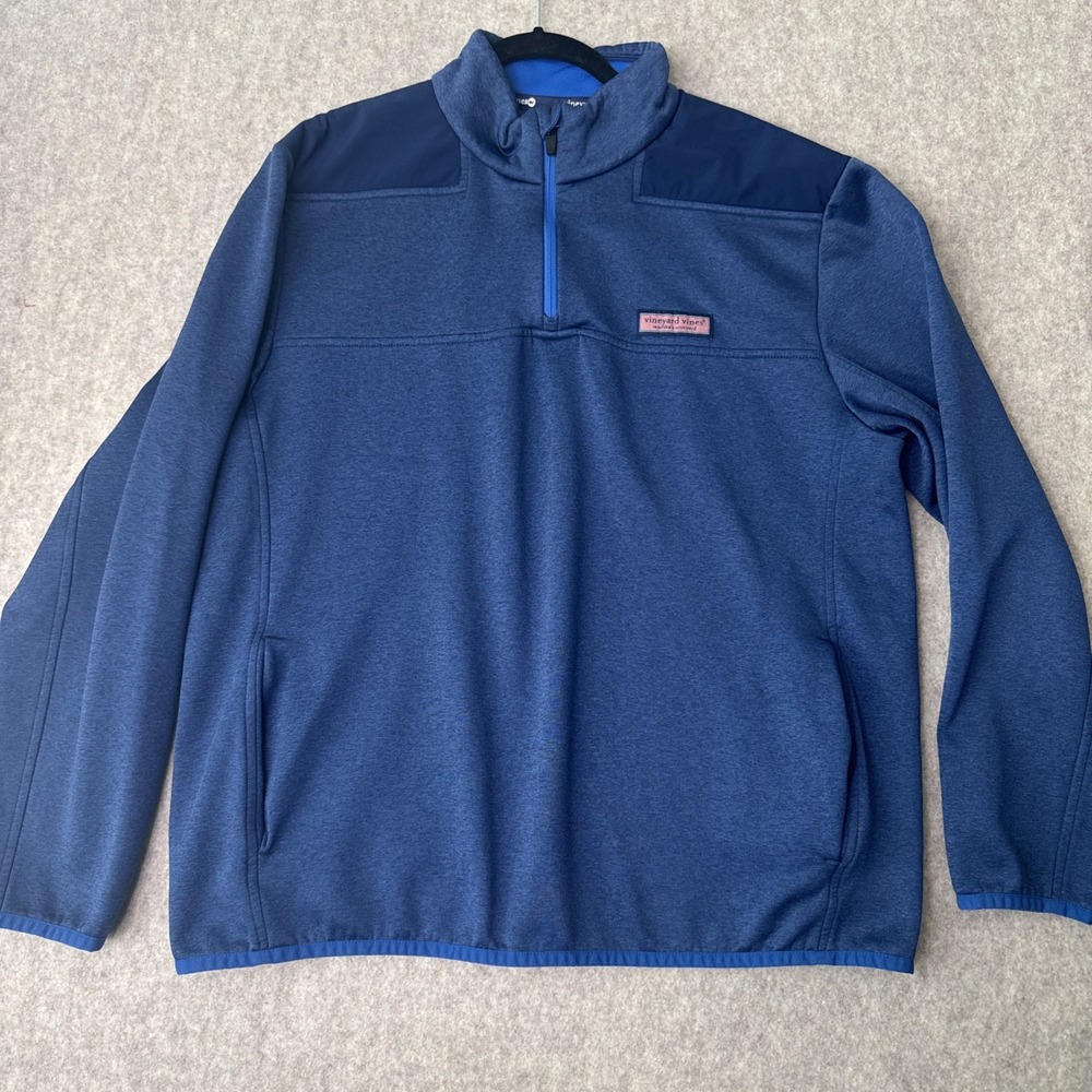 Vineyard Vines Performance 1/4 Zip Pullover Mens L Blue Regular Golf Activewear
